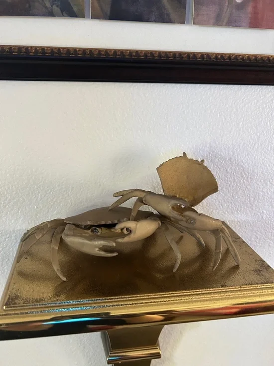 Vintage Gold Crab Figurine ring and key holder set - Picture 2 of 2